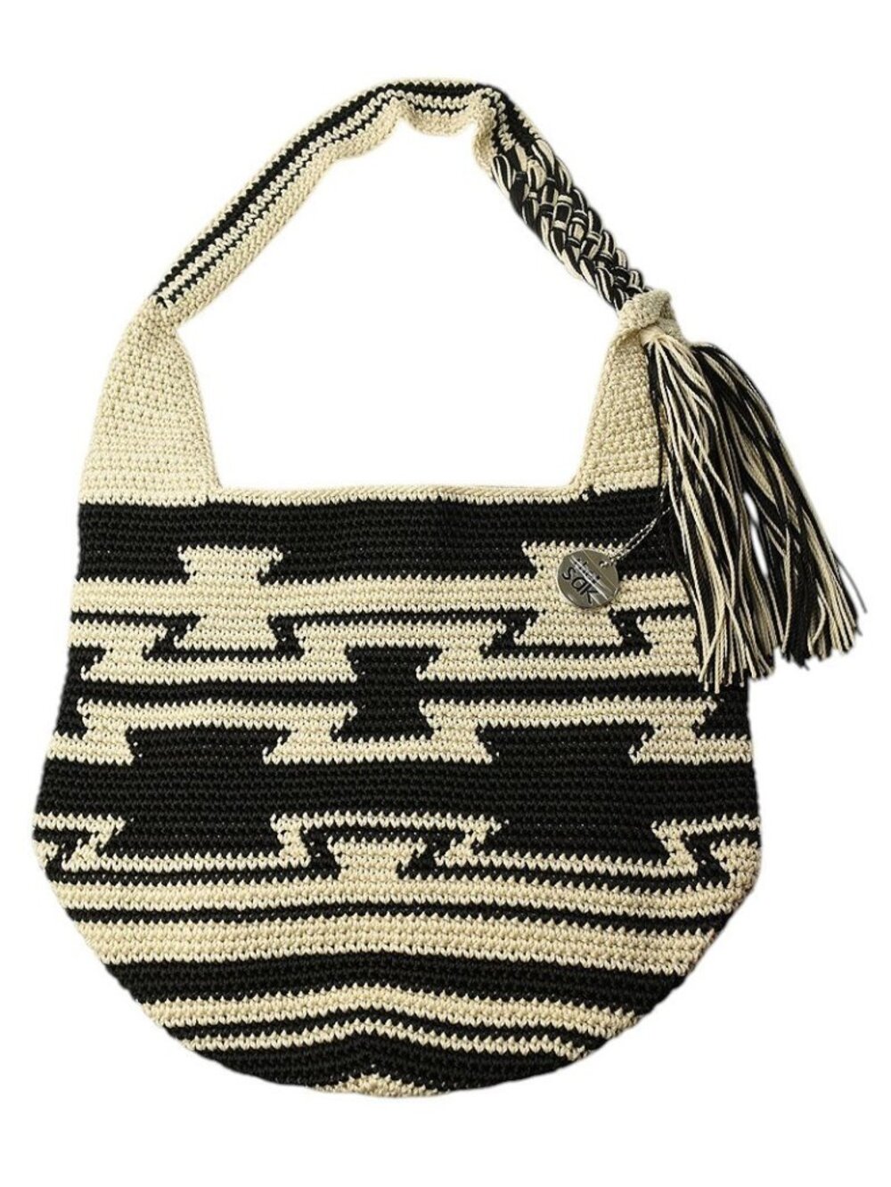 THE SAK Black Beige BACK TO BALI Limited Edition Crochet Shoulder Bag NWT